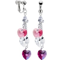 Handcrafted Rose Heart Drop Chain Clip Earrings MADE WITH SWAROVSKI ELEMENTS Handcrafted Rose Heart Drop Chain Clip Earrings MADE WITH SWAROVSKI ELEMENTS