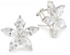 CZ by Kenneth Jay Lane Elegant Cubic Zirconia Rhodium-Plated Flower Earrings