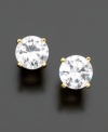 Add a touch of sparkle with 18k gold over sterling silver cubic zirconia stud earrings by B. Brilliant (2 ct. t.w.).