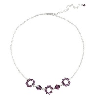 Sterling Silver Rolo Chain and Dark Purple Swarovski Crystallized Elements 3 Open Circle Frontal Necklace, 16+3 Extender Sterling Silver Rolo Chain and Dark Purple Swarovski Crystallized Elements 3 Open Circle Frontal Necklace, 16+3 Extender