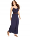 AGB adds a tailored touch to a flowing jersey maxi dress -- wear it with the coordinating belt to accentuate your waistline!