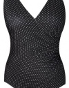 Miraclesuit Pin Point Oceanus One-Piece Wire-free Swimsuit Plus Size, 18W, Black / White
