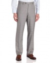 Louis Raphael Men's Micro Plaid Flat Front Dress Pant with Comfort Waist