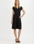 Soft jersey with the perfect amount of Lycra® ensures that this dress will feel as fantastic as it looks.V-neckShort sleevesFront and back seamAbout 41 from shoulder to hem92% rayon/8% Lycra®Machine washMade in USA of imported fabric