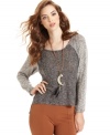 Bar III's knit top adds a vintage-inspired look to your favorite pants. The asymmetrical hem keeps it flattering and makes it an easy piece to layer!