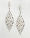 A geometric, yet feminine design accented in pavé crystals. CrystalsRhodium-plated brassDrop, about 2.75Post backImported 