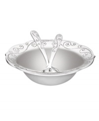 With a feminine edge and pretty perforated detail, the French Perle salad bowl from Lenox's collection of serveware and serving dishes holds fresh greens or pasta with decidedly vintage charm. In pure aluminum with matching servers, it's a brilliant complement to French Perle dinnerware. (Clearance) With a feminine edge and pretty perforated detail, the French Perle salad bowl from Lenox's collection of serveware and serving dishes holds fresh greens or pasta with decidedly vintage charm. In pure aluminum with matching servers, it's a brilliant complement to French Perle dinnerware. (Clearance)