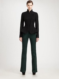 A sculptural, artfully tailored peplum lends architectural drama to this wool/cashmere design.Stand collarConcealed button frontWelt breast pocketRuffled peplumAbout 25 from shoulder to hem75% wool/25% cashmereDry cleanMade in Italy of imported fabricModel shown is 5'10 (177cm) wearing US size 4. A sculptural, artfully tailored peplum lends architectural drama to this wool/cashmere design.Stand collarConcealed button frontWelt breast pocketRuffled peplumAbout 25 from shoulder to hem75% wool/25% cashmereDry cleanMade in Italy of imported fabricModel shown is 5'10 (177cm) wearing US size 4.