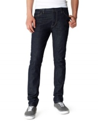 The perfect complement for a guy who's always on-trend, these supper skinny Levi's put the finishing touches on any casual look. The perfect complement for a guy who's always on-trend, these supper skinny Levi's put the finishing touches on any casual look.