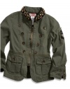 GUESS Kids Girls Little Girl Military Jacket, OLIVE (2T)