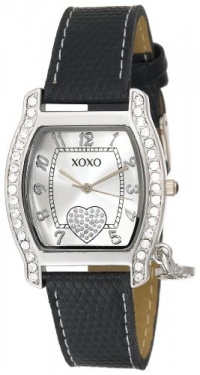 XOXO Women's XO3089 Black Lizard Strap with XO Charm Watch XOXO Women's XO3089 Black Lizard Strap with XO Charm Watch