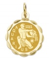 Tell everyone your sign in style! This scalloped and polished disc charm features the Aquarius Zodiac in 14k gold. Chain not included. Approximate length: 9/10 inch. Approximate width: 3/5 inch.