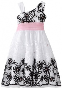 Rare Editions Girls 7-16 Mesh With Soutach Dress, Black/White/Pink, 8 Rare Editions Girls 7-16 Mesh With Soutach Dress, Black/White/Pink, 8