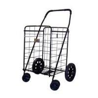 Jumbo Folding Shopping Black Swivel Wheel Cart Jumbo Folding Shopping Black Swivel Wheel Cart