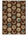 Design shouldn't be uptight--lighten up with the playful graphic feel of the Monterey rug. Mod moon shapes seem to float in space across the chocolate field, tailored to give your home a pleasing contemporary punch.
