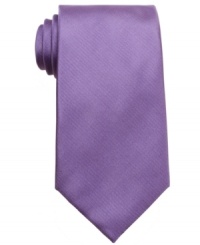 Switch hit. This solid tie from Perry Ellis looks great atop a patterned dress shirt. Switch hit. This solid tie from Perry Ellis looks great atop a patterned dress shirt.