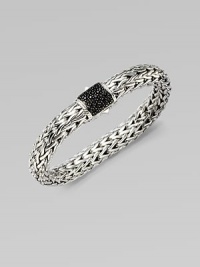 From the Chain Collection. A pretty, woven chain accented with black sapphire adorned clasp. Black sapphiresSterling silverPush clasp closureLength, about 7¾Imported From the Chain Collection. A pretty, woven chain accented with black sapphire adorned clasp. Black sapphiresSterling silverPush clasp closureLength, about 7¾Imported