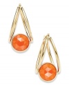 A touch of color livens any look. These stunning 10k gold double hoop earrings feature round-cut carnelian stones (3-1/2 ct. t.w.). Approximate drop: 1 inch.
