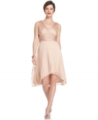 London Times puts a contemporary spin on a classic look, outfitting this petite dress with a full, accordion-pleated skirt and a flirty high-low hem. London Times puts a contemporary spin on a classic look, outfitting this petite dress with a full, accordion-pleated skirt and a flirty high-low hem.