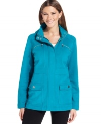 Seamed details give this soft hooded jacket from Style&co. Sport crisp, structured appeal. Seamed details give this soft hooded jacket from Style&co. Sport crisp, structured appeal.