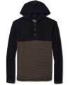 Trendy hoodie with unique colorblocking stripes by LRG for cool and sporty style.