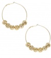 G by GUESS Gold-Tone Hoop Earrings with Beads, GOLD