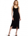 Wrapper Knit High Low Hem Tulip Skirt Detail Gathered Bodice Dress with Braided Tie Belt