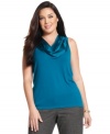 Layer your jackets and cardigans with Calvin Klein's sleeveless plus size top, finished by a cowl neckline.