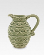 A charming ceramic stoneware pitcher is designed to replicate the splendor, artistry and romance of the world's most beautiful gardens. From the Jardins du Monde Collection 5-oz. capacity 3½H Dishwasher safe Imported 