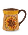 Hand-painted blossoms and an organic shape rooted in traditional Italian pottery give Tuscan Sunflower mugs a decidedly rustic charm.