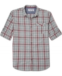 Roll up in style with this heathered plaid shirt from DKNY jeans Roll up in style with this heathered plaid shirt from DKNY jeans