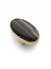 THE LOOKA dramatic black oval with veins that give the look of stonePolished tapered settingNarrow polished bandTHE FITLength, about 2¼Width, about 1¼THE MATERIALGlass18k goldplatingORIGINImported THE LOOKA dramatic black oval with veins that give the look of stonePolished tapered settingNarrow polished bandTHE FITLength, about 2¼Width, about 1¼THE MATERIALGlass18k goldplatingORIGINImported