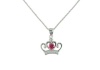 Disney Princess Sterling Silver Pink Crown Shaped Pendant Necklace and 18 Chain