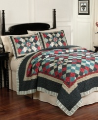 Stars and stripes. In a patriotic palette of red, white and blue, this Independence Day quilt set evokes a charming presentation with dainty blossoms and flowing quilted details for beautiful texture. Stars and stripes. In a patriotic palette of red, white and blue, this Independence Day quilt set evokes a charming presentation with dainty blossoms and flowing quilted details for beautiful texture.