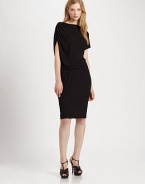 A sleek jersey dress with curve-hugging appeal. One shoulder features stylish ruching for a unique, asymmetrical look.BoatneckShirred sleeve/traditional short sleeveElasticized waistAbout 23 from natural waist92% viscose/8% elastaneDry cleanImported Model shown is 5'9½ (176cm) wearing US size Small. 