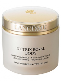 Nurture very dry skin back to supple softness. Rescue your skin from serious dryness. Instantly relieve uncomfortable tightness and smooth the roughness caused by extreme dehydration. Repair the appearance of dry skin with Royal Lipidéum, a unique technology enriched with Royal Jelly that supplements skin's own natural lipids for intense hydration. Protect your body with renewed levels of moisture-trapping lipids. Skin feels insulated from the daily effects of climate and seasonal changes. Nurture very dry skin back to supple softness. Rescue your skin from serious dryness. Instantly relieve uncomfortable tightness and smooth the roughness caused by extreme dehydration. Repair the appearance of dry skin with Royal Lipidéum, a unique technology enriched with Royal Jelly that supplements skin's own natural lipids for intense hydration. Protect your body with renewed levels of moisture-trapping lipids. Skin feels insulated from the daily effects of climate and seasonal changes.