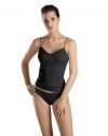 Hanro Women's Simply Satin Cotton Camisole, Black, Small