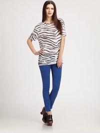 Featherweight linen in bold zebra stripes and a rocker-chic distressed finish.CrewneckDropped shouldersShort sleevesPullover styleAbout 27 from shoulder to hemLinenMachine washImportedModel shown is 5'9 (175cm) wearing US size Small. Featherweight linen in bold zebra stripes and a rocker-chic distressed finish.CrewneckDropped shouldersShort sleevesPullover styleAbout 27 from shoulder to hemLinenMachine washImportedModel shown is 5'9 (175cm) wearing US size Small.