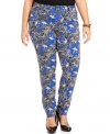 Rock one of the season's most-wanted trends with Hot Kiss' printed plus size skinnies!
