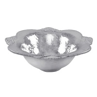 Shaped by hand of durable recycled aluminum, this striking serving bowl from Mariposa is detailed with a softly textured finish and beaded edges for a look that's at once organic and refined. Shaped by hand of durable recycled aluminum, this striking serving bowl from Mariposa is detailed with a softly textured finish and beaded edges for a look that's at once organic and refined.