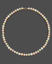 Pretty pearls for your little princess. This strand of cultured freshwater pearls (5-6 mm) features pearls of different color. Set in 14k gold. Approximate length: 14 inches. Pretty pearls for your little princess. This strand of cultured freshwater pearls (5-6 mm) features pearls of different color. Set in 14k gold. Approximate length: 14 inches.