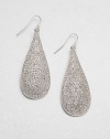 From the Social Graces Collection. A modern and sparkling design with pavé stones set in a feminine teardrop shape. Glass stonesWhite metalDrop, about 2.5Hook backImported 