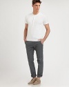 Solid, lightweight twill cotton stretch pant will be a versatile addition to your warm weather wardrobe.Flat-front styleZip flySide slash, back flap pocketsFront coin pocketInseam, about 3397% cotton/3% elastaneDry cleanImported