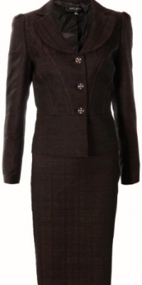 Nine West Retro Chic Metallic Plaid Skirt Suit Black/Rust Nine West Retro Chic Metallic Plaid Skirt Suit Black/Rust