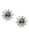 A burst of beauty. This pair of sterling silver stud earrings features black diamonds (3/4 ct. t.w.) in the center for a sophisticated touch. Approximate diameter: 3/8 inch.