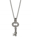 Unlock the key to endless sparkle! This Juicy Couture pendant necklace boasts a key charm embellished with crystal accents. Crafted in silver tone mixed metal. Approximate length: 16 inches + 3-inch extender. Approximate drop: 1 inch.