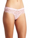 Betsey Johnson Womens Rebel Rose Wide Side Thong, Powderpuff, Medium