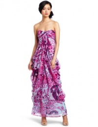 Laundry by Shelli Segal Women's Silky Cheetah Draped Gown, Bougainvilla, 0 Laundry by Shelli Segal Women's Silky Cheetah Draped Gown, Bougainvilla, 0