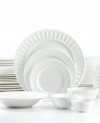 From soup to nuts, this Gibson white dinnerware set has all the pieces you need to plate and enjoy every meal. White porcelain stands up to daily use but, with classic fluting and beaded trim, is elegant enough for entertaining, too.