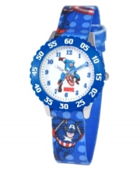 Avengers assemble! Help your kids stay on time with this fun Time Teacher watch from Marvel. Featuring iconic character Captain America, the hands are clearly labeled for easy reading. Avengers assemble! Help your kids stay on time with this fun Time Teacher watch from Marvel. Featuring iconic character Captain America, the hands are clearly labeled for easy reading.